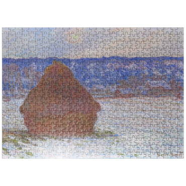 puzzleplate Stack of Wheat Snow Effect Overcast Day 1890-1891 by Claude Monet 500 Jigsaw Puzzle