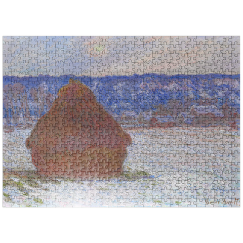 puzzleplate Stack of Wheat Snow Effect Overcast Day 1890-1891 by Claude Monet 500 Jigsaw Puzzle