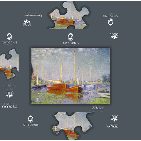 Claude Monet's Red Boats at Argenteuil (1875) 1000 Jigsaw Puzzle box 3D Modell