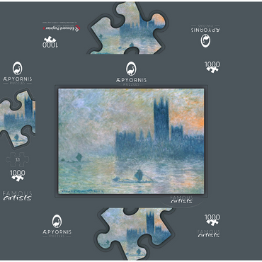 The Houses of Parliament (Effect of Fog) (1903-1904) by Claude Monet 1000 Jigsaw Puzzle box 3D Modell