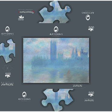Houses of Parliament London 1900-1901 by Claude Monet 500 Jigsaw Puzzle box 3D Modell