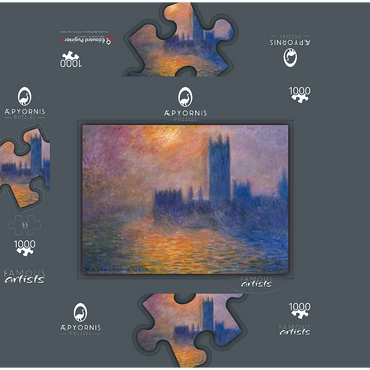 Claude Monet's The Houses of Parliament, Sunset (1904) 1000 Jigsaw Puzzle box 3D Modell