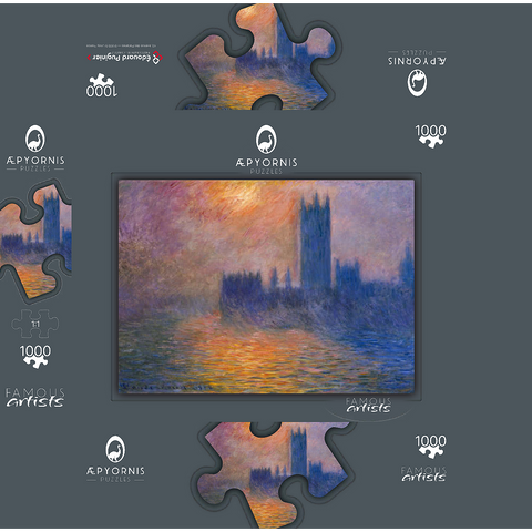 Claude Monet's The Houses of Parliament, Sunset (1904) 1000 Jigsaw Puzzle box 3D Modell