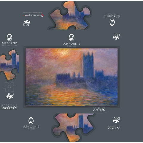 Claude Monets The Houses of Parliament Sunset 1904 100 Jigsaw Puzzle box 3D Modell