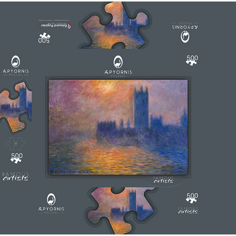 Claude Monets The Houses of Parliament Sunset 1904 500 Jigsaw Puzzle box 3D Modell
