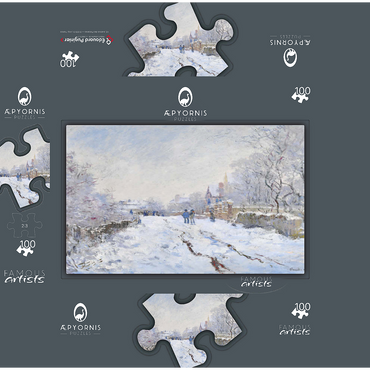 Claude Monets Snow at Argenteuil 1874-1875 100 Jigsaw Puzzle box 3D Modell