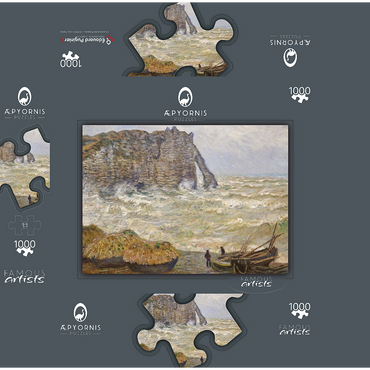 Claude Monet's Stormy Sea in Étretat (1883) 1000 Jigsaw Puzzle box 3D Modell