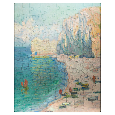 puzzleplate The Beach and the Falaise dAmont 1885 by Claude Monet 100 Jigsaw Puzzle