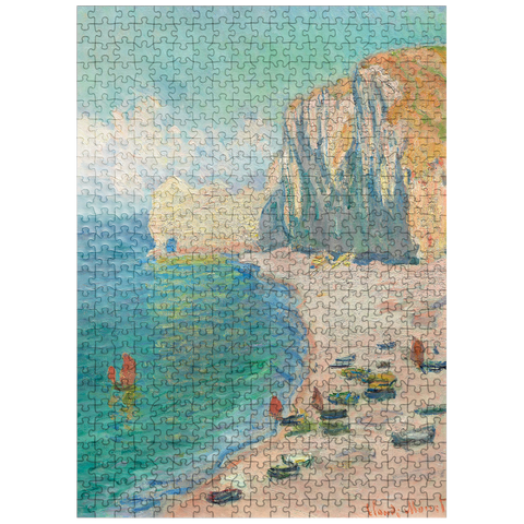 puzzleplate The Beach and the Falaise dAmont 1885 by Claude Monet 500 Jigsaw Puzzle