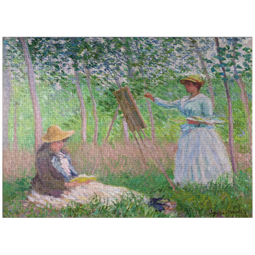 puzzleplate In the Woods at Giverny, Blanche Hoschedé at Her Easel with Suzanne Hoschedé Reading (1887) by Claude Monet 1000 Jigsaw Puzzle