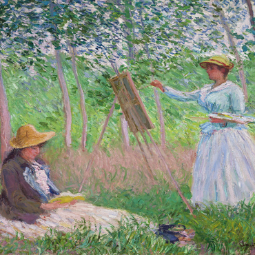 In the Woods at Giverny, Blanche Hoschedé at Her Easel with Suzanne Hoschedé Reading (1887) by Claude Monet 1000 Jigsaw Puzzle 3D Modell
