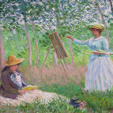 In the Woods at Giverny Blanche Hoschedé at Her Easel with Suzanne Hoschedé Reading 1887 by Claude Monet 100 Jigsaw Puzzle 3D Modell