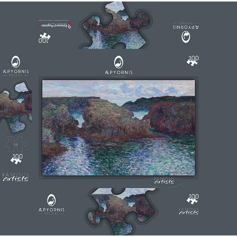 Rocks at Port-Goulphar Belle-Île  1886 by Claude Monet 100 Jigsaw Puzzle box 3D Modell
