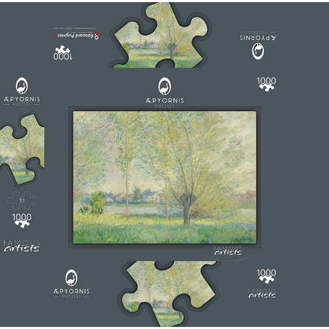 The Willows (1880) by Claude Monet 1000 Jigsaw Puzzle box 3D Modell