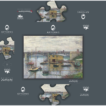 Bridge at Argenteuil on a Gray Day (1876) by Claude Monet 1000 Jigsaw Puzzle box 3D Modell