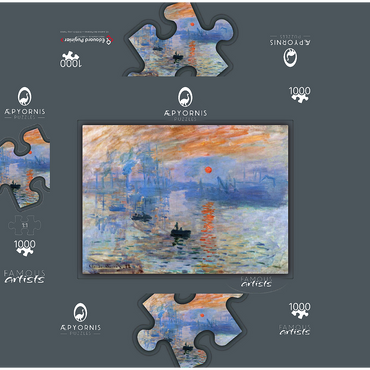 Claude Monet's Impression, Sunrise (1872) 1000 Jigsaw Puzzle box 3D Modell