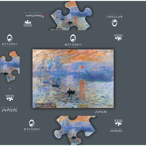 Claude Monet's Impression, Sunrise (1872) 1000 Jigsaw Puzzle box 3D Modell