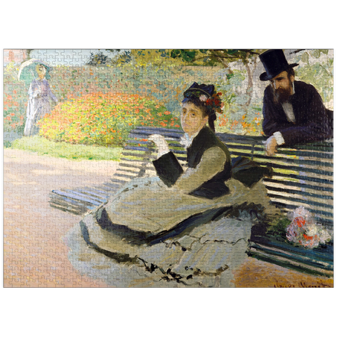 puzzleplate Camille Monet (1847-1879) on a Garden Bench (1873) by Claude Monet 1000 Jigsaw Puzzle