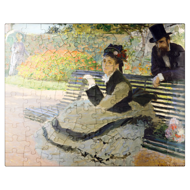 puzzleplate Camille Monet 1847-1879 on a Garden Bench 1873 by Claude Monet 100 Jigsaw Puzzle