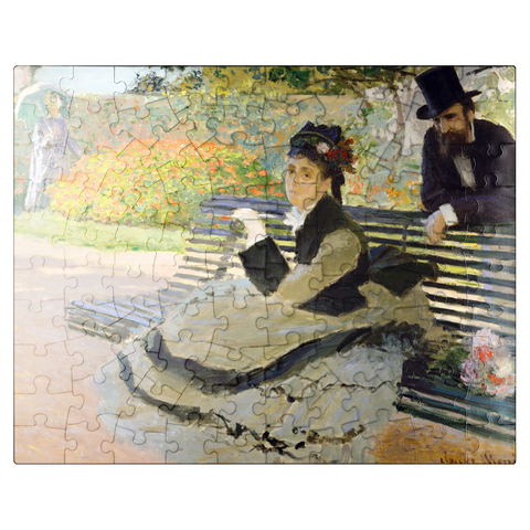 puzzleplate Camille Monet 1847-1879 on a Garden Bench 1873 by Claude Monet 100 Jigsaw Puzzle