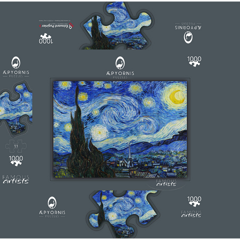 The Starry Night (1889) by Vincent van Gogh 1000 Jigsaw Puzzle box 3D Modell