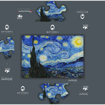 The Starry Night (1889) by Vincent van Gogh 500 Jigsaw Puzzle box 3D Modell