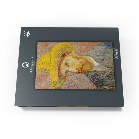 Self-Portrait with a Straw Hat 1887 by Vincent van Gogh 100 Jigsaw Puzzle box view1