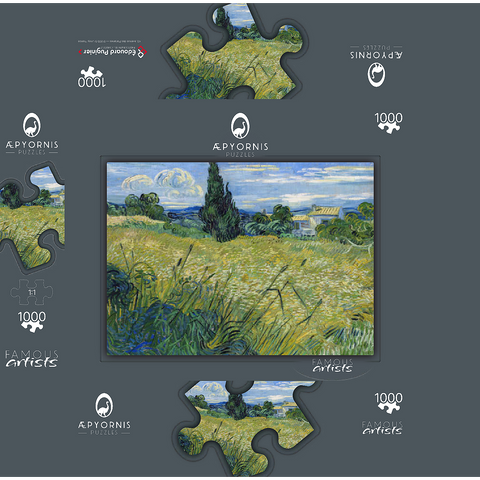 Vincent van Gogh's Green Wheat Field with Cypress (1889) 1000 Jigsaw Puzzle box 3D Modell