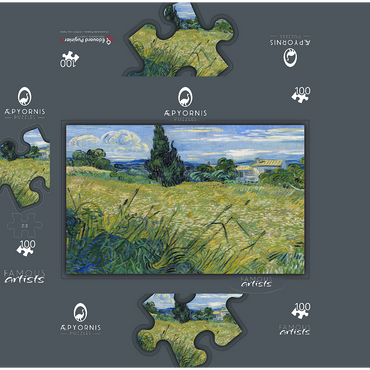 Vincent van Goghs Green Wheat Field with Cypress 1889 100 Jigsaw Puzzle box 3D Modell