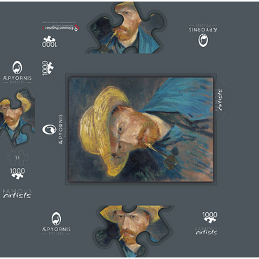 Vincent van Gogh's Self-Portrait with Straw Hat and Pipe (1887) 1000 Jigsaw Puzzle box 3D Modell