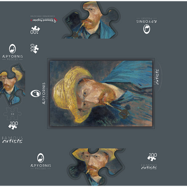 Vincent van Goghs Self-Portrait with Straw Hat and Pipe 1887 100 Jigsaw Puzzle box 3D Modell