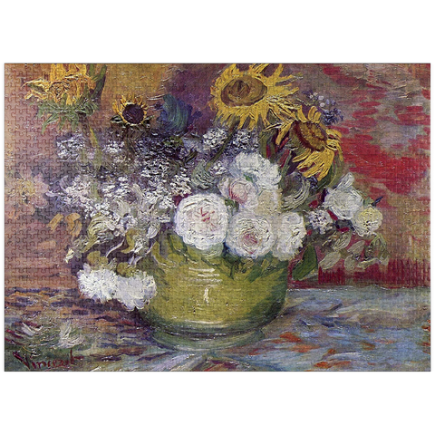 puzzleplate Vincent van Goghs Bowl With Sunflowers Roses And Other Flowers 1886 1000 Jigsaw Puzzle