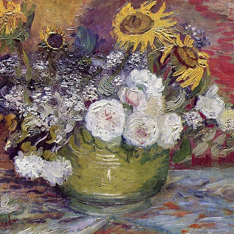 Vincent van Goghs Bowl With Sunflowers Roses And Other Flowers 1886 1000 Jigsaw Puzzle 3D Modell