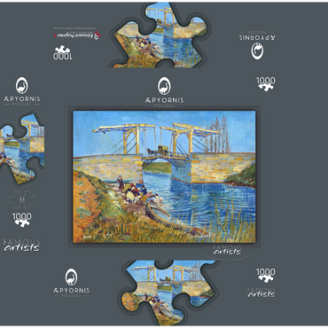 Vincent van Gogh's The Langlois Bridge at Arles with Women Washing (1888) 1000 Jigsaw Puzzle box 3D Modell
