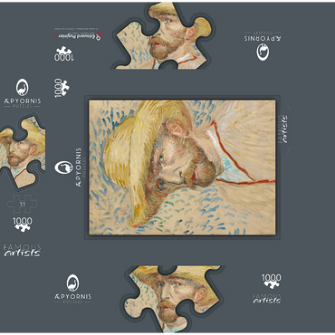 Vincent van Gogh's Self-Portrait with a Straw Hat (1887) 1000 Jigsaw Puzzle box 3D Modell
