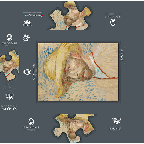 Vincent van Gogh's Self-Portrait with a Straw Hat (1887) 1000 Jigsaw Puzzle box 3D Modell