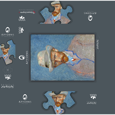 Vincent van Gogh's Self-portrait with a Gray Straw Hat (1887) 1000 Jigsaw Puzzle box 3D Modell