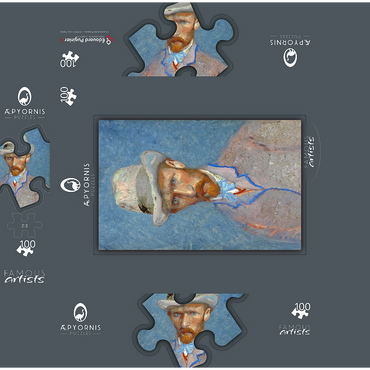 Vincent van Goghs Self-portrait with a Gray Straw Hat 1887 100 Jigsaw Puzzle box 3D Modell