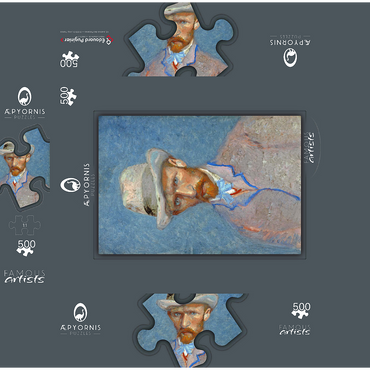 Vincent van Goghs Self-portrait with a Gray Straw Hat 1887 500 Jigsaw Puzzle box 3D Modell