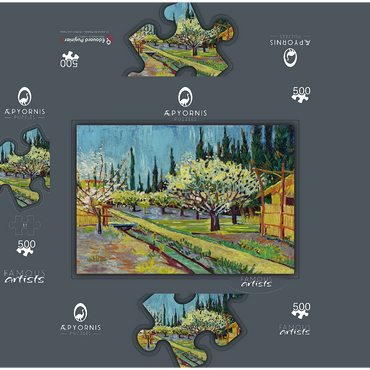 Orchard Bordered by Cypresses 1888 by Vincent van Gogh 500 Jigsaw Puzzle box 3D Modell
