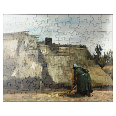 puzzleplate A Peasant Woman Digging in Front of Her Cottage 1885 by Vincent van Gogh 100 Jigsaw Puzzle