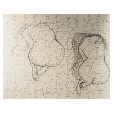 puzzleplate Two Studies of a Seated Nude with Long Hair ca. 1901-1902 by Gustav Klimt 100 Jigsaw Puzzle