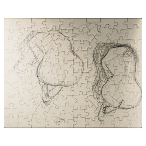 puzzleplate Two Studies of a Seated Nude with Long Hair ca. 1901-1902 by Gustav Klimt 100 Jigsaw Puzzle