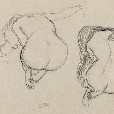 Two Studies of a Seated Nude with Long Hair ca. 1901-1902 by Gustav Klimt 100 Jigsaw Puzzle 3D Modell