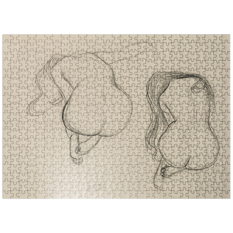 puzzleplate Two Studies of a Seated Nude with Long Hair ca. 1901-1902 by Gustav Klimt 500 Jigsaw Puzzle