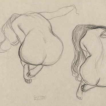Two Studies of a Seated Nude with Long Hair ca. 1901-1902 by Gustav Klimt 500 Jigsaw Puzzle 3D Modell