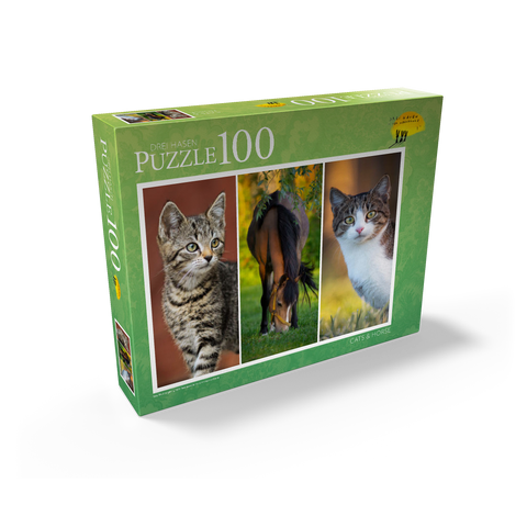 Cats and Horse Collage 100 Jigsaw Puzzle box view1
