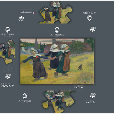 Breton Girls Dancing Pont-Aven 1888 by Paul Gauguin 100 Jigsaw Puzzle box 3D Modell