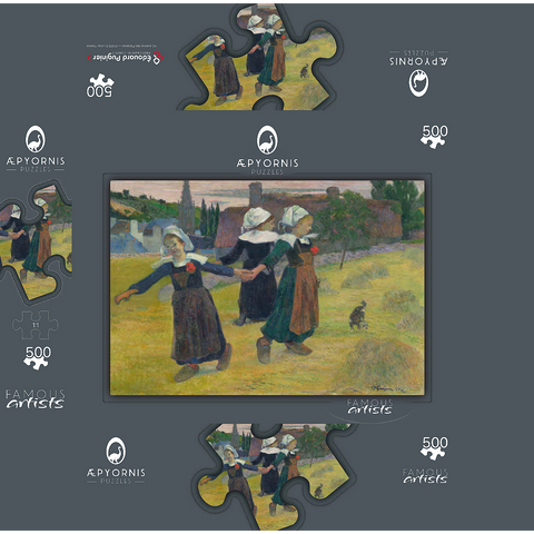 Breton Girls Dancing Pont-Aven 1888 by Paul Gauguin 500 Jigsaw Puzzle box 3D Modell