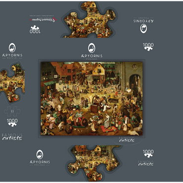 The Fight between Carnival and Lent, 1559, by Pieter Bruegel the Elder 1000 Jigsaw Puzzle box 3D Modell